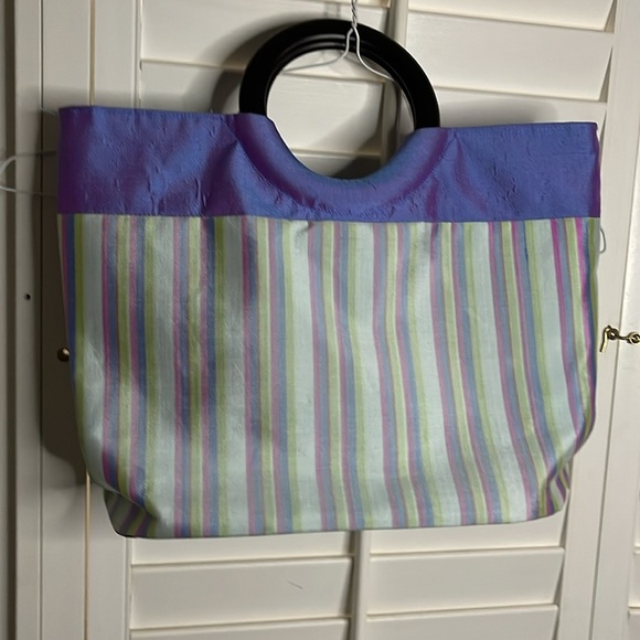 Della Q Silk striped small handbag purse‎ tote - Picture 1 of 9